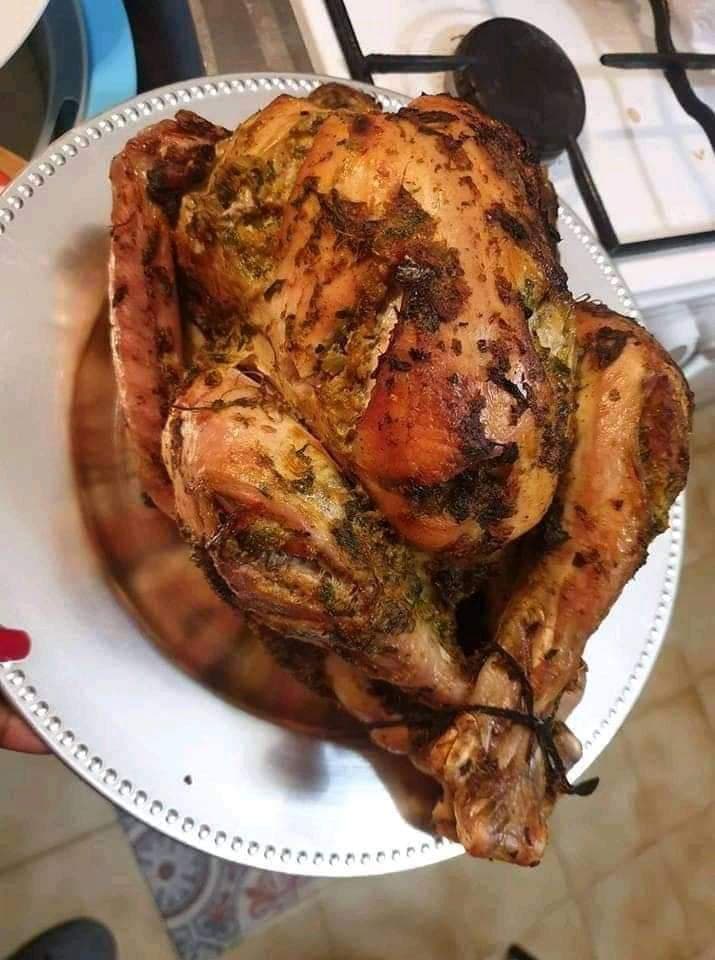 Poulet braisé au four.