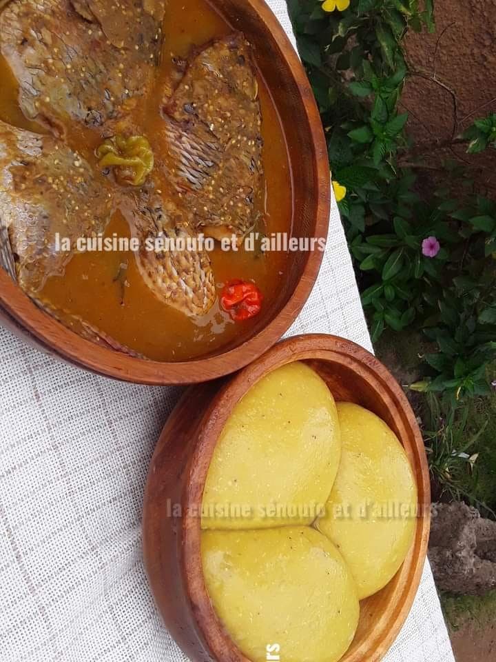 Sauce gnangnan aux carpes feat foutou banane