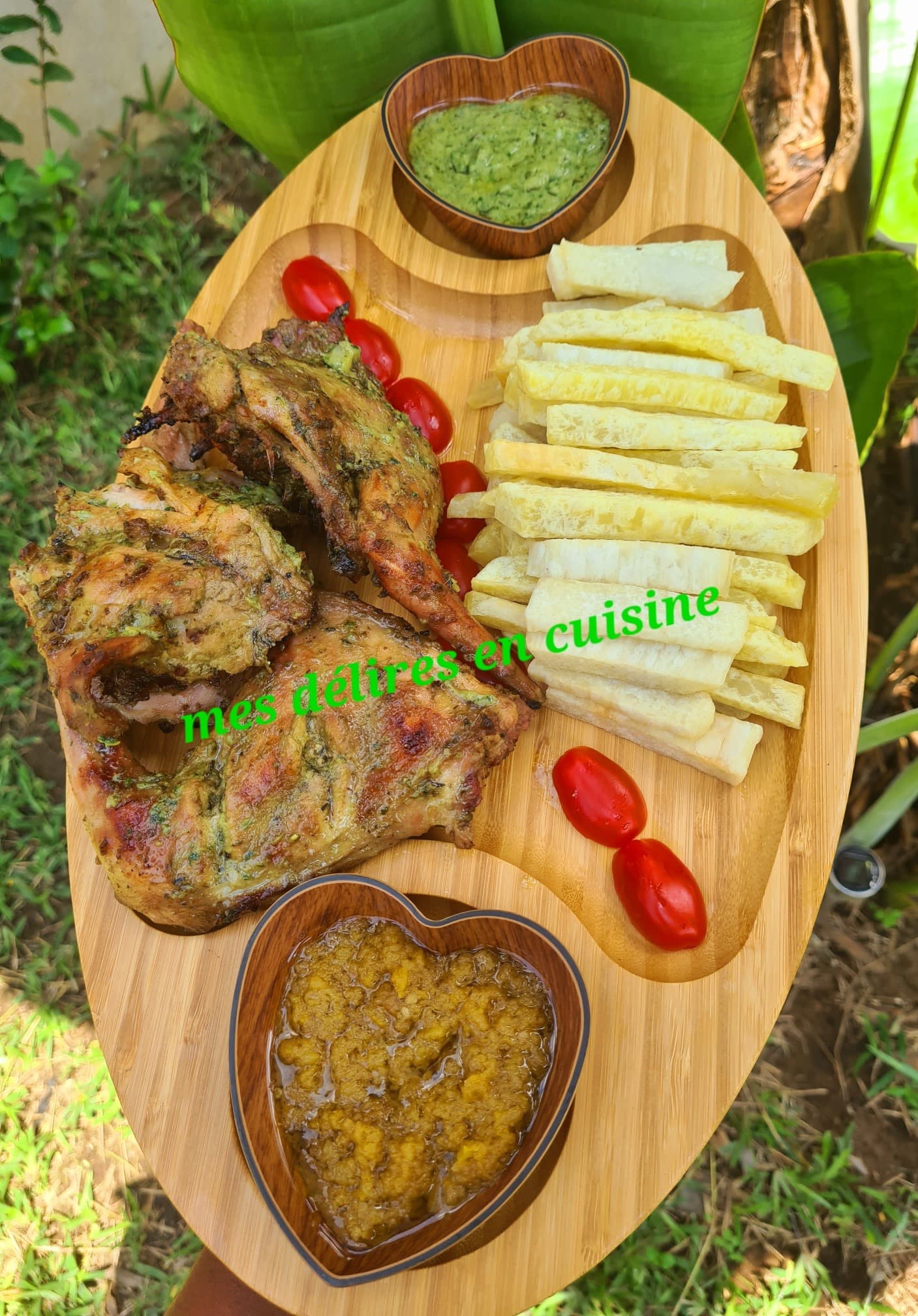 Lapin à la moutarde braisé et ses frites d’igname.