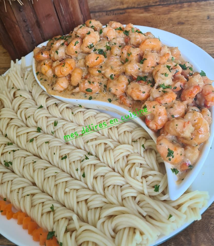 Crevettes à la crème fraîche