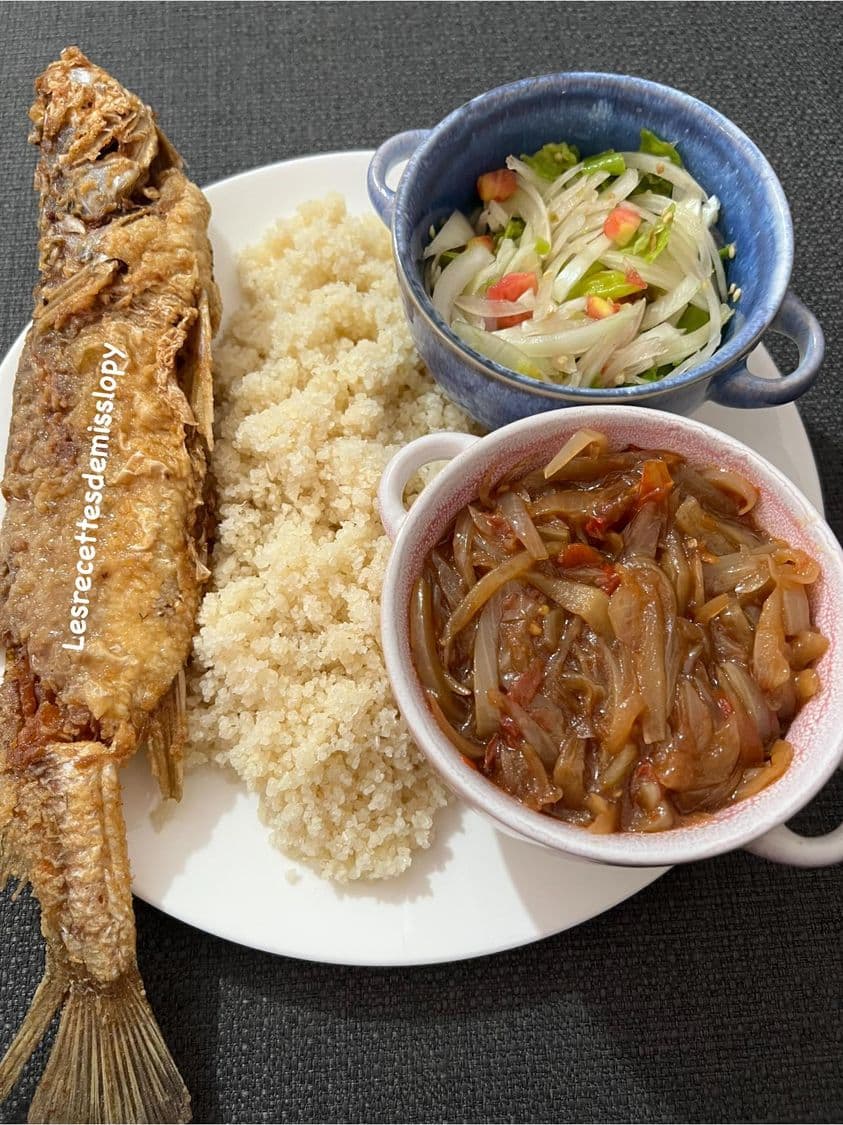 Attieke poisson bar frit et ses 2 sauces