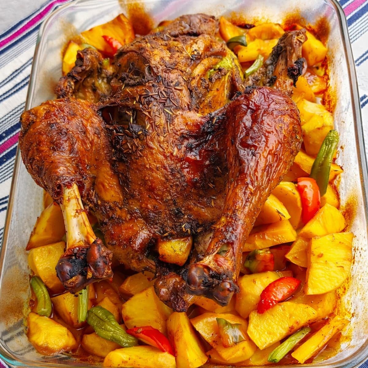 Poulet rôti au curcuma, gingembre et ail