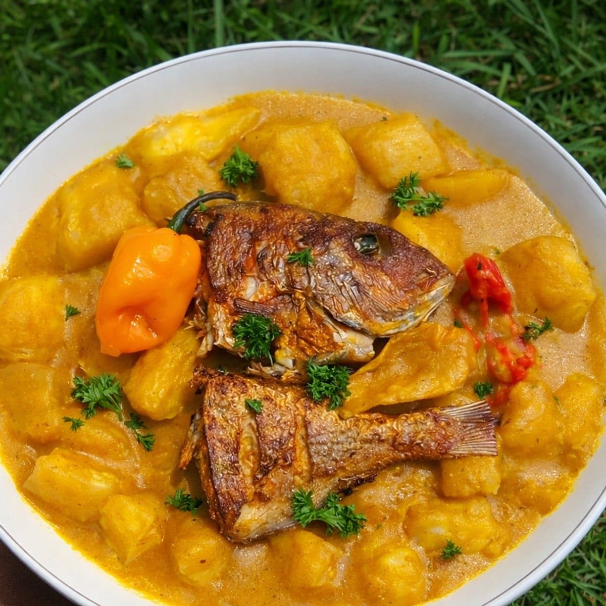 Ragoût de tubercules de manioc au poisson