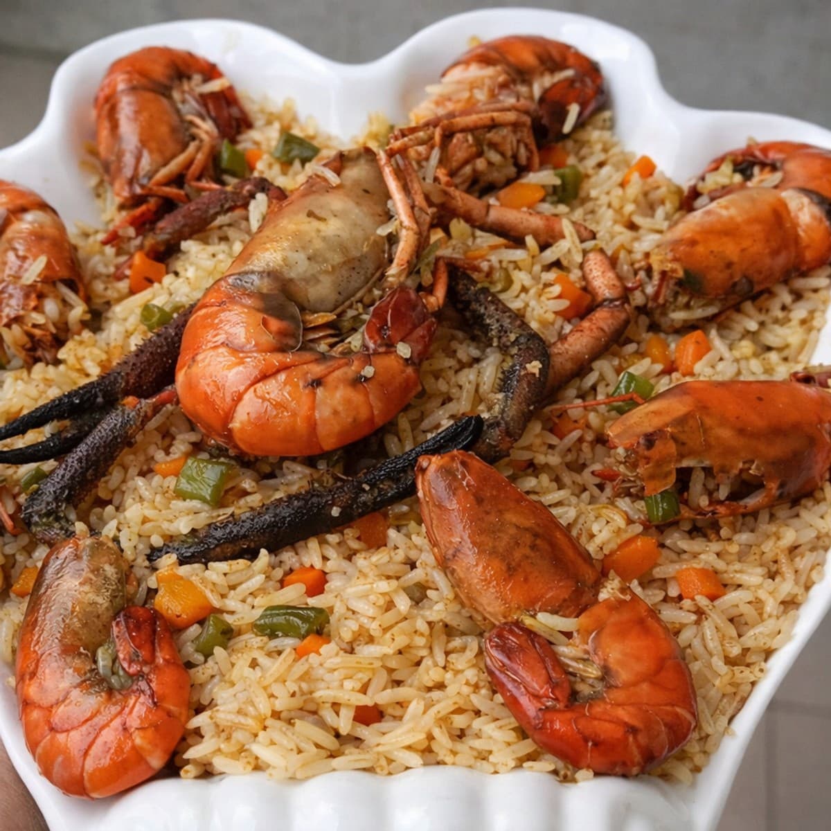 Riz sauté aux écrevisses et aux petits légumes