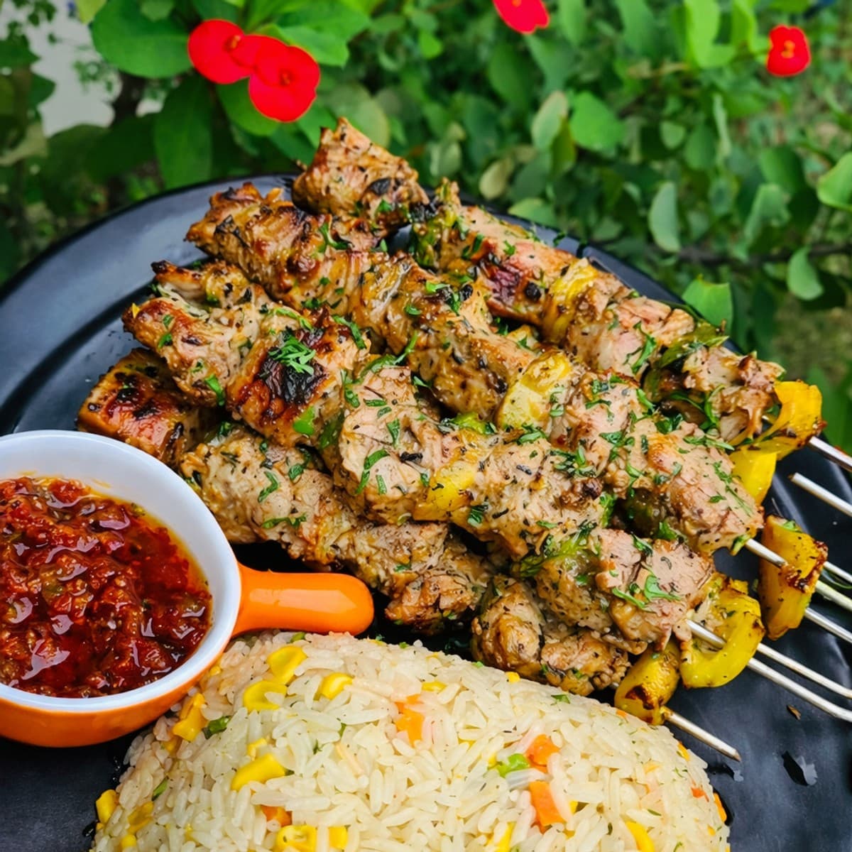 Brochettes et son riz légume