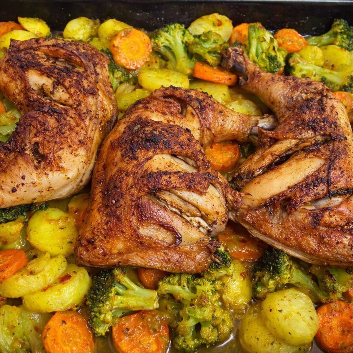 Cuisses de poulet rôtis et ses petits légumes
