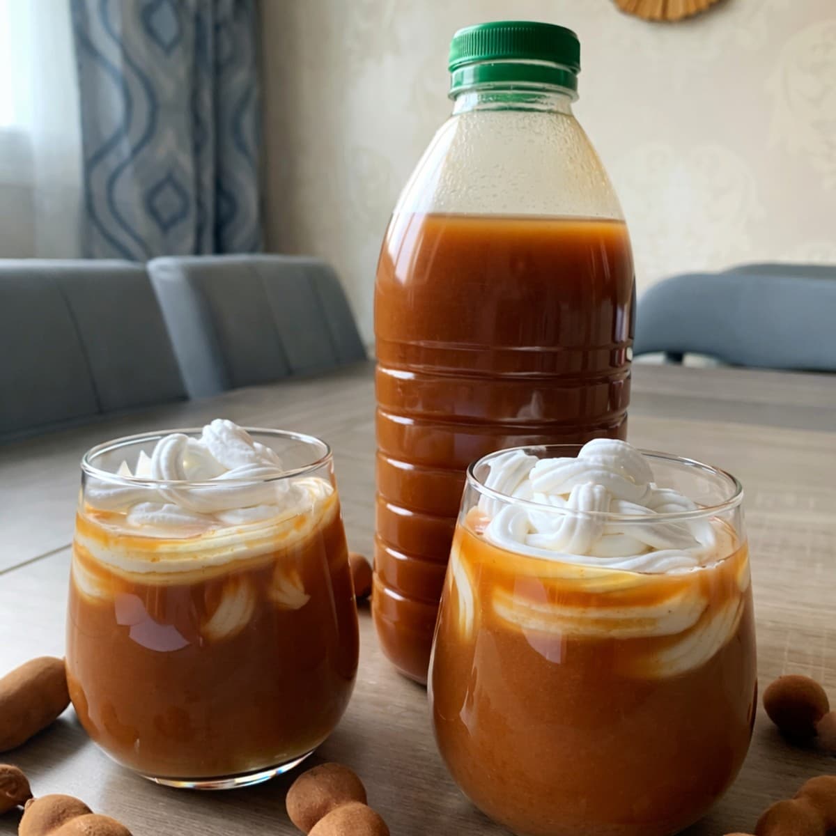 Jus onctueux de tamarins avec une délicieuse chantilly coco