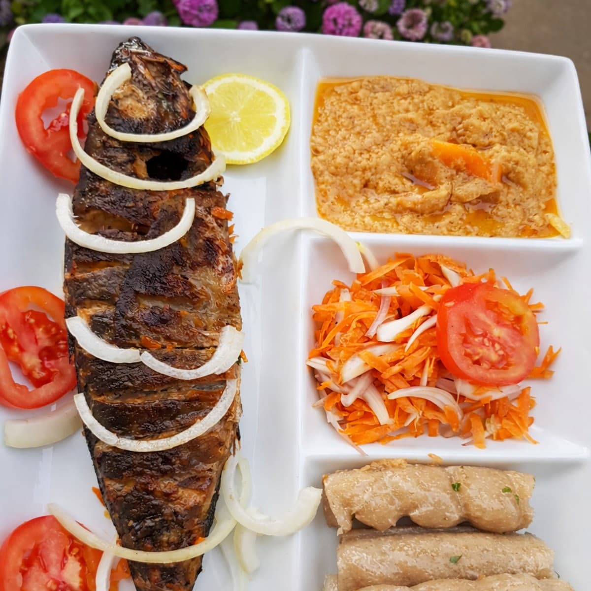 Poisson au four accompagné de bobolo