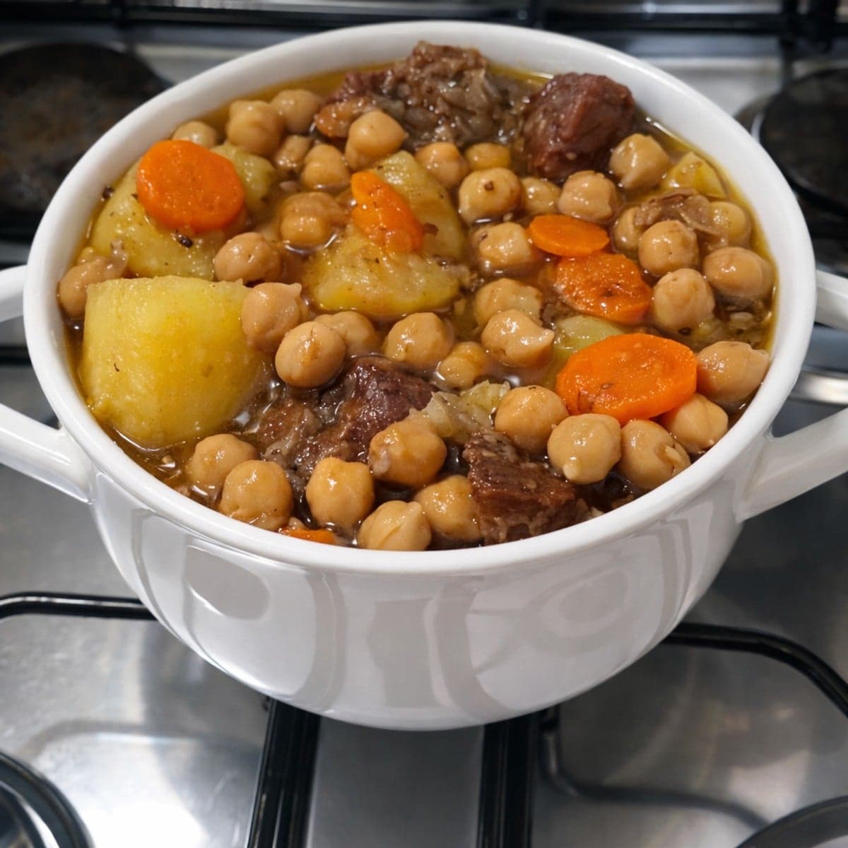 Ragout de bœuf, pommes de terre pois chiches.