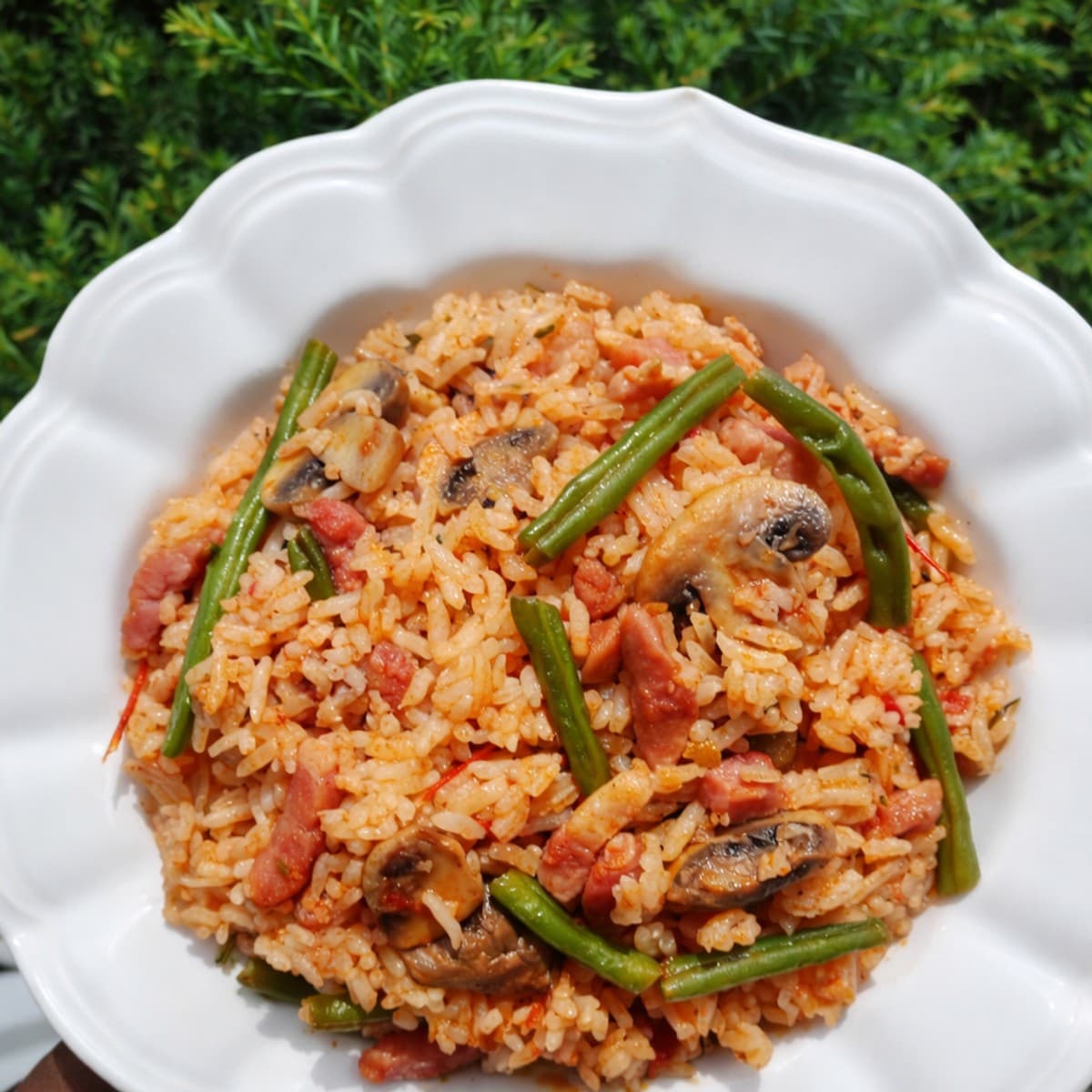 Riz aux légumes et lardons