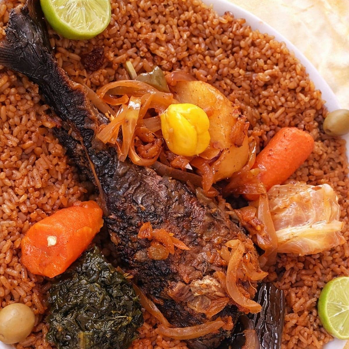 Riz gras rouge au poisson