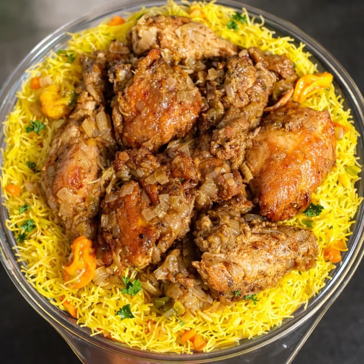 Vermicelles au curry à la vapeur.