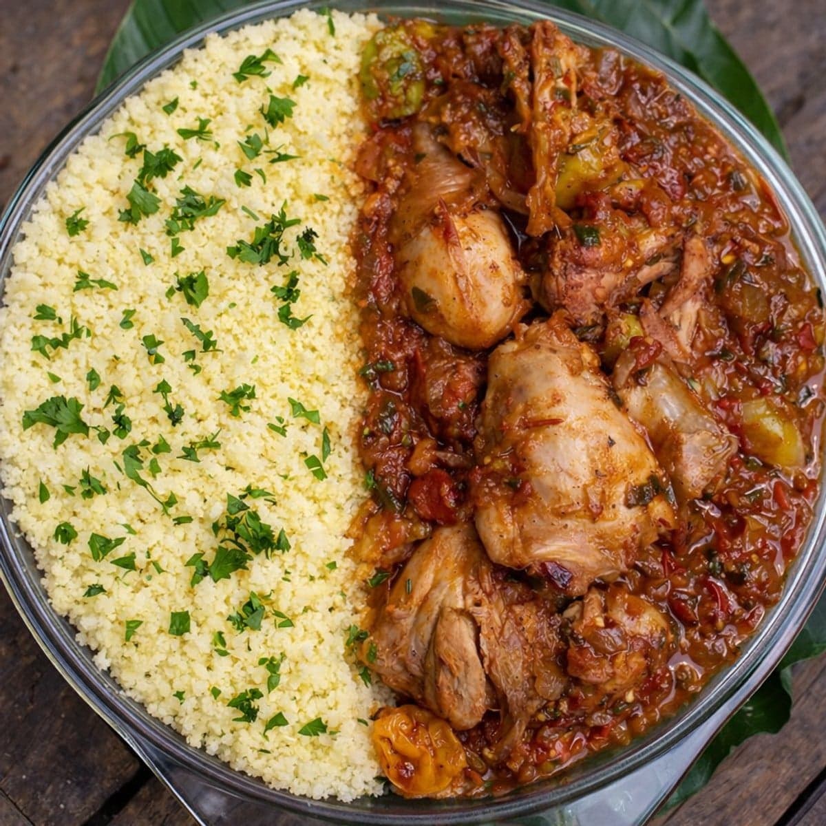 Attiéké kadjénou de poulet