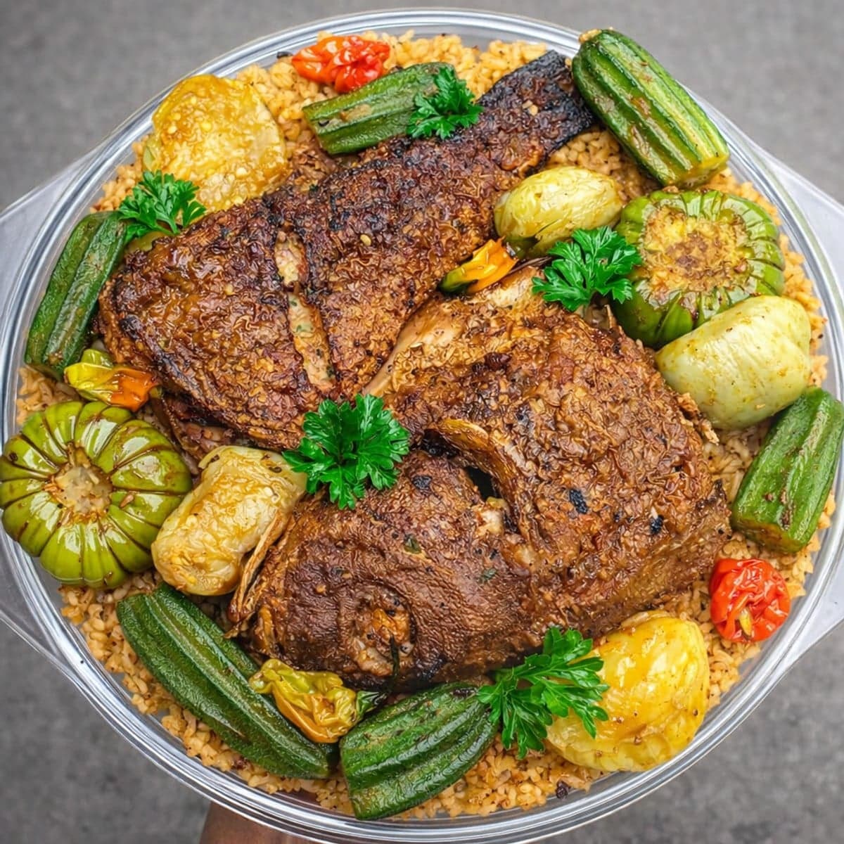 Riz au Soumara et poisson revisité