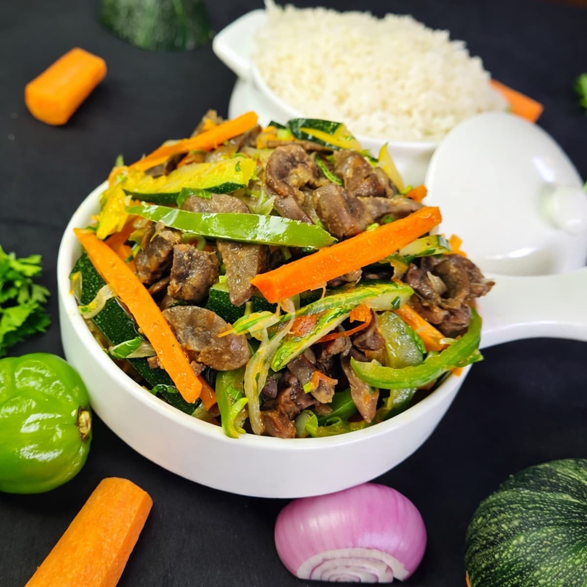 Sauté de rognons de boeuf aux petits légumes
