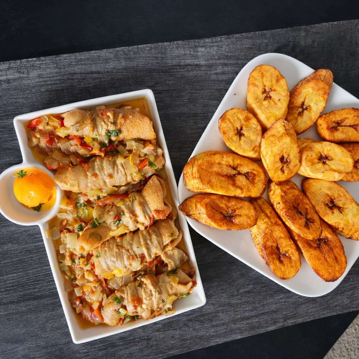 Tripes accompagnées de plantain mûrs frits