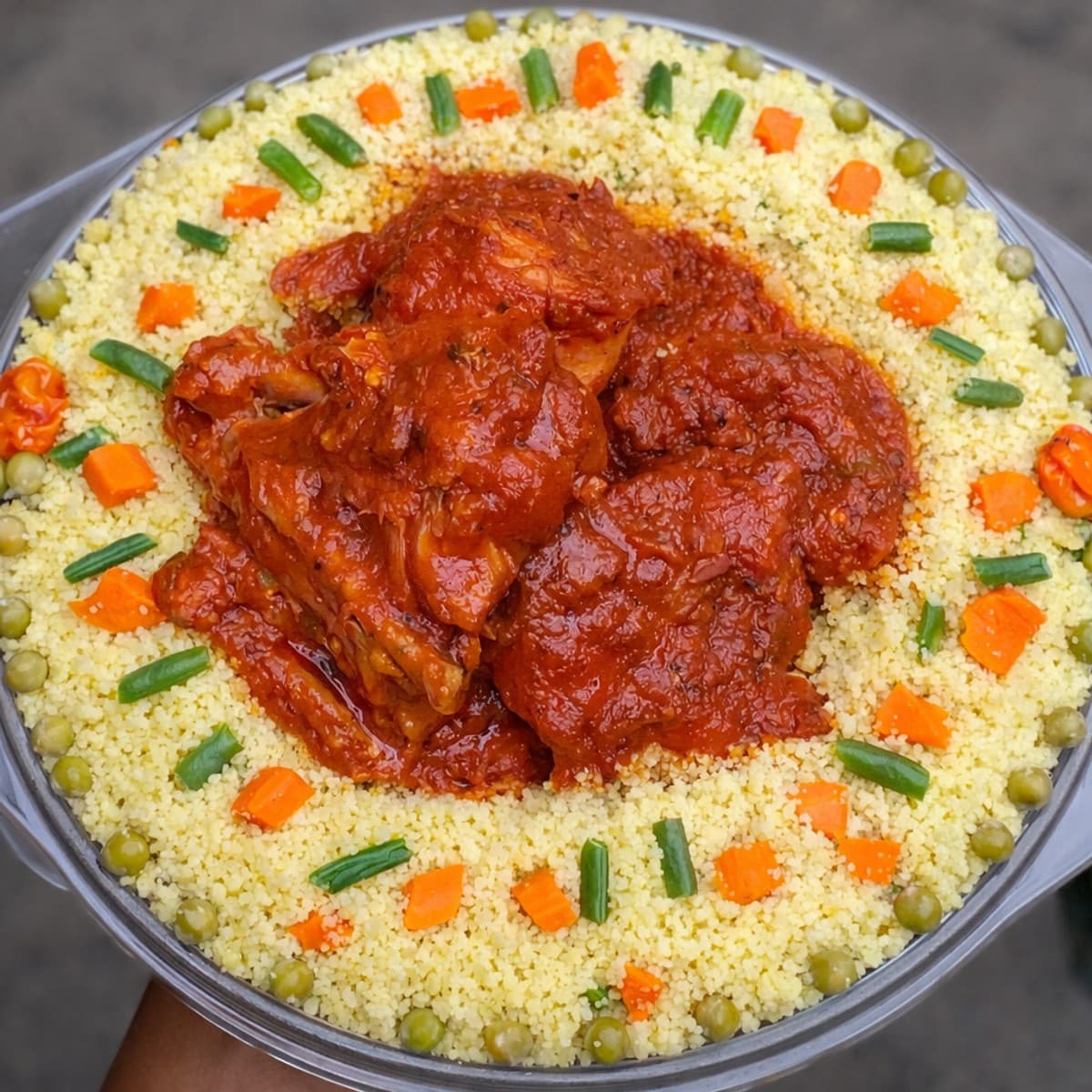 Couscous sauce tomate au poulet