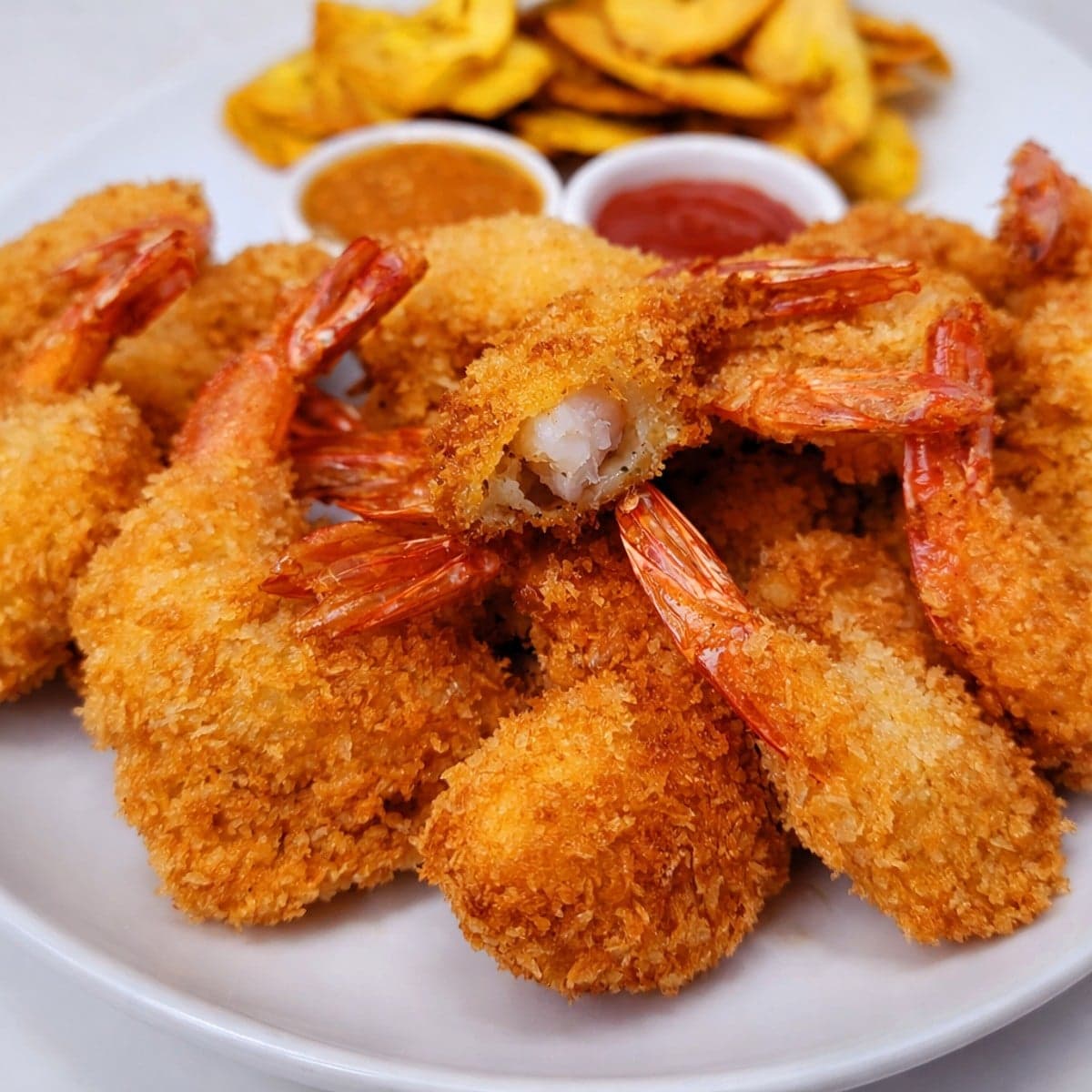 Gambas panées aromatisées de zeste de citron.😋