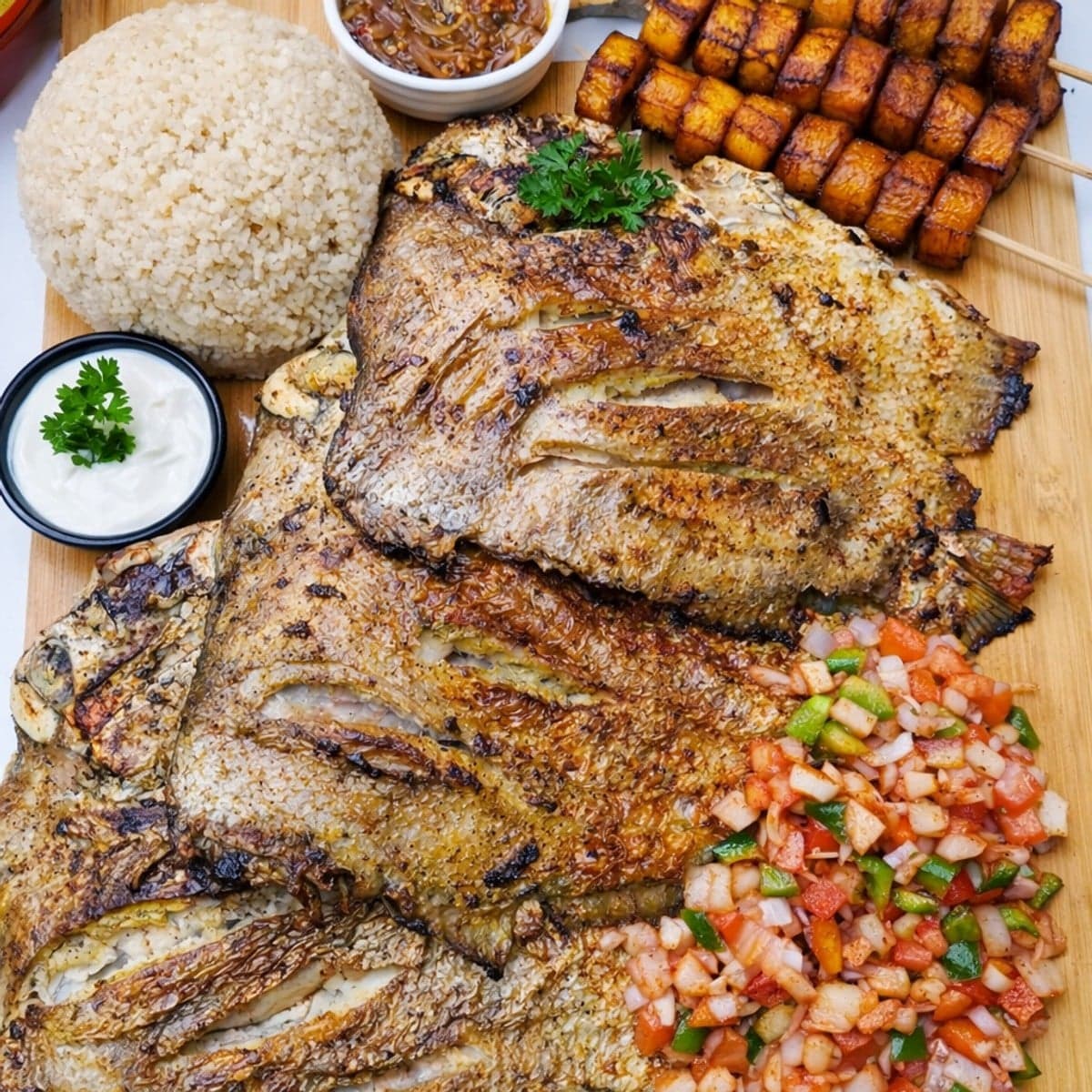 Poisson poêlé, attiéké et alloco mayo : recette