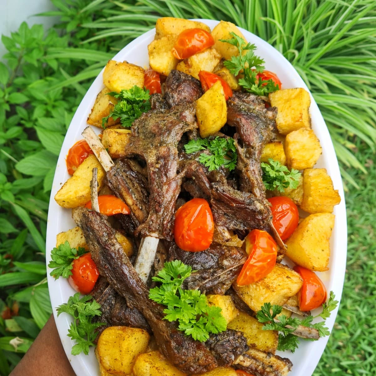 Côte d’agneau et pommes de terre au four