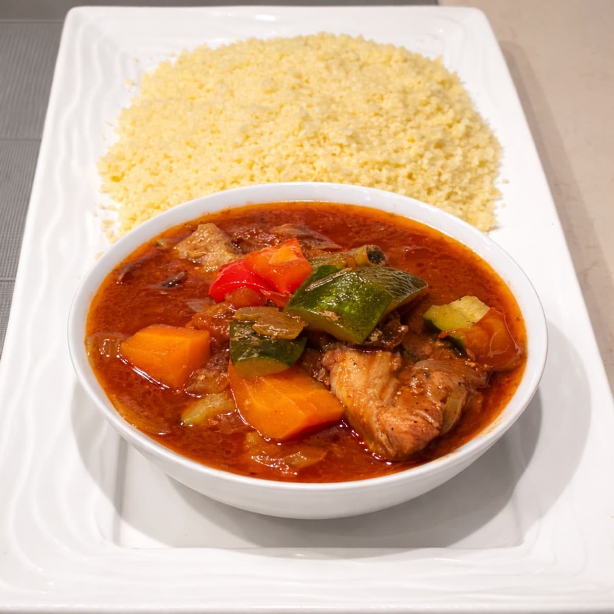 Couscous avec une bonne sauce aux légumes