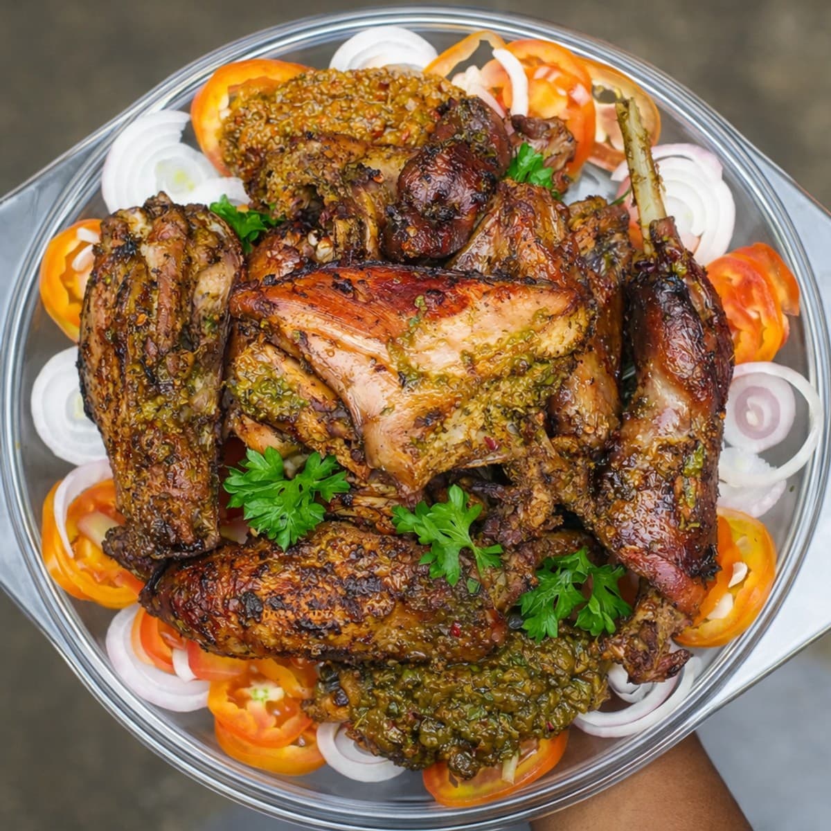 Pintade braisée aux deux marinades