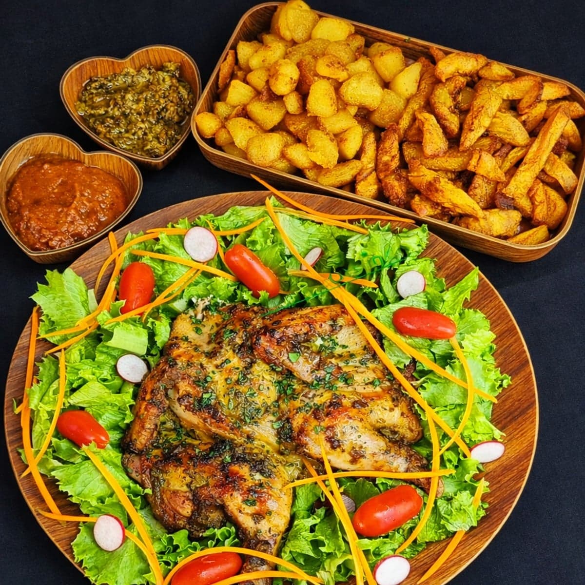 Poulet apoutchou au four et ses méli-mélo