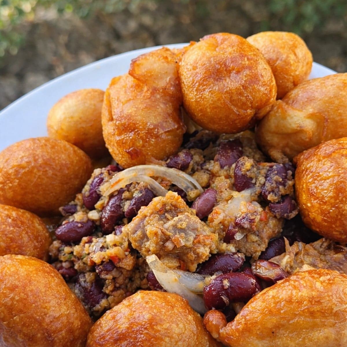 Beignet chaud chaud avec haricot