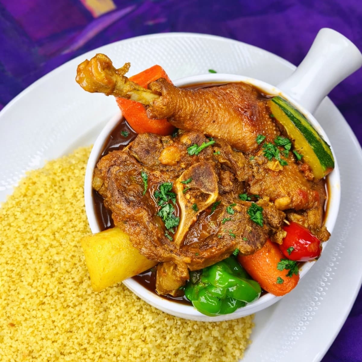 Couscous festif au poulet et mouton : recette familiale