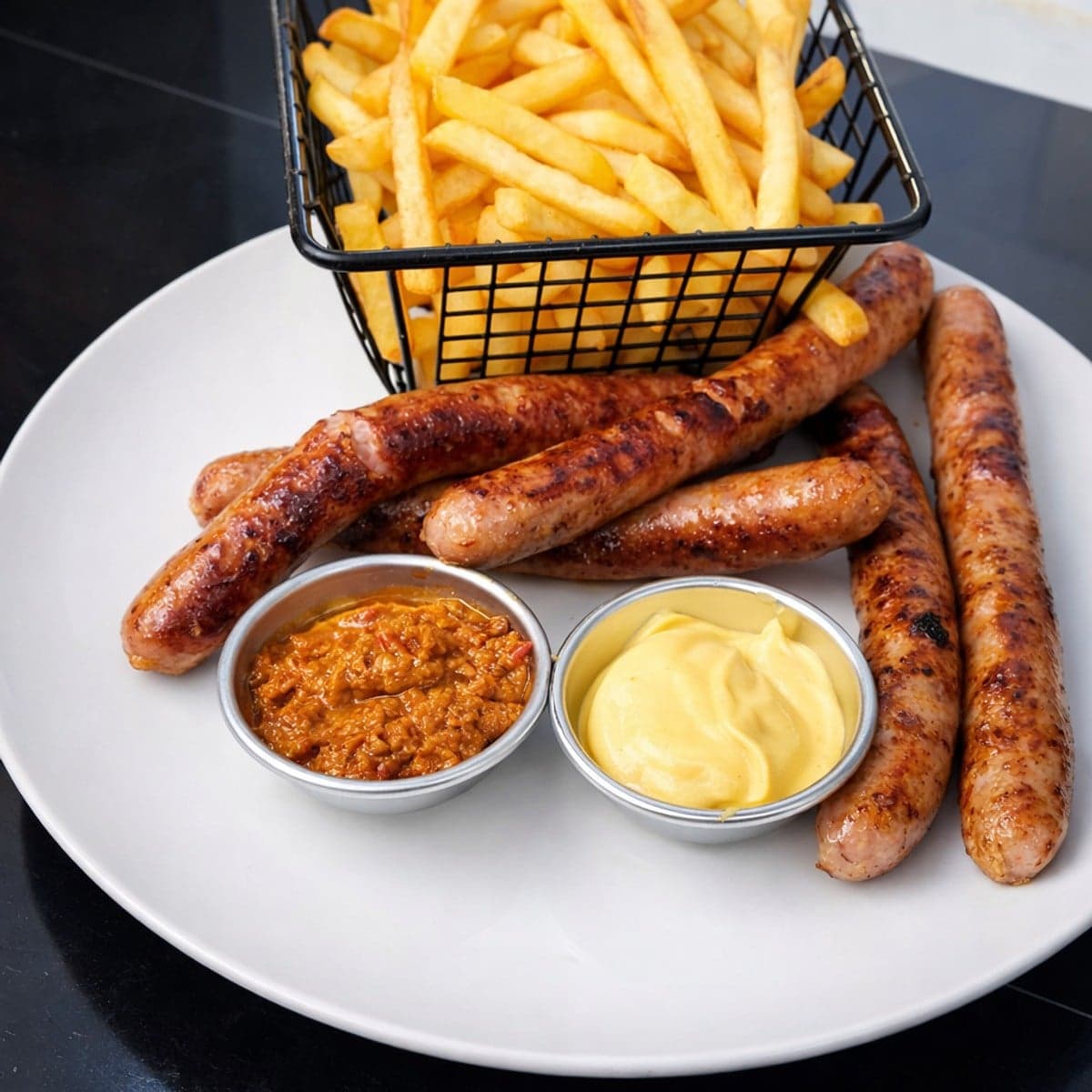 Saucisses grillées et frites : recette simple et rapide
