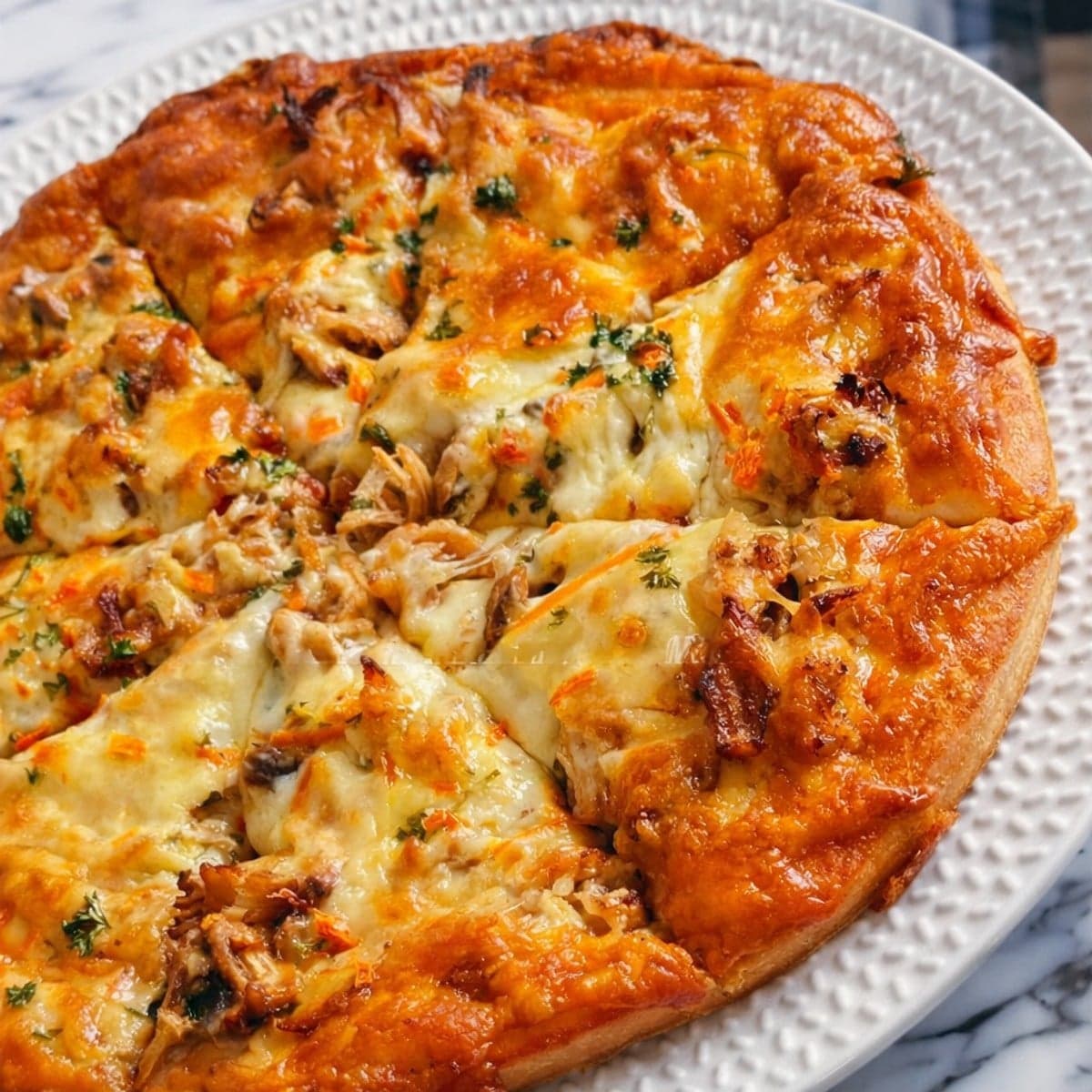 Pizza au poulet et champignons : recette maison