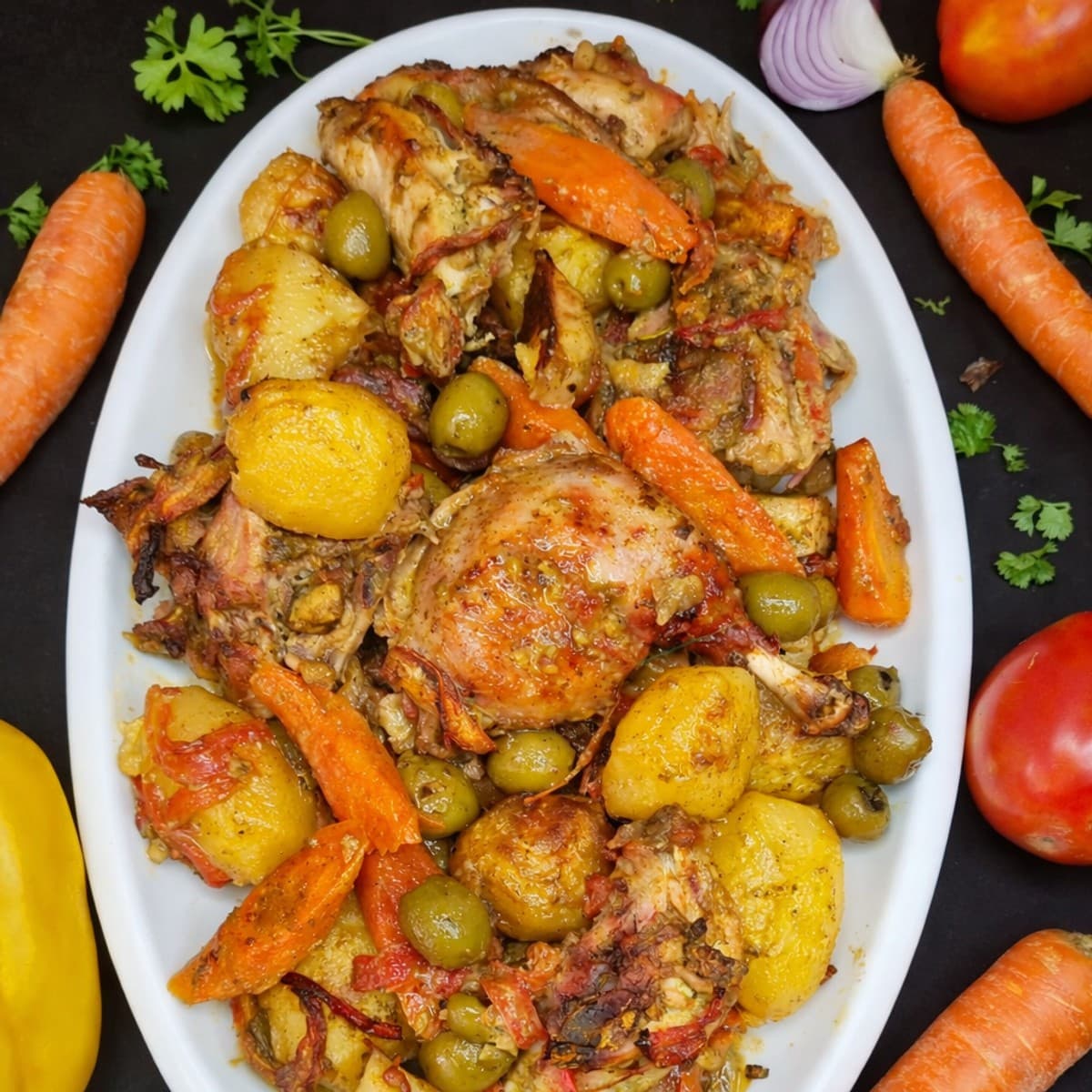 Pommes de terre et poulet au four
