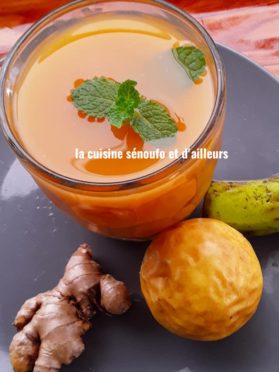 Jus de gingembre à la banane et passion