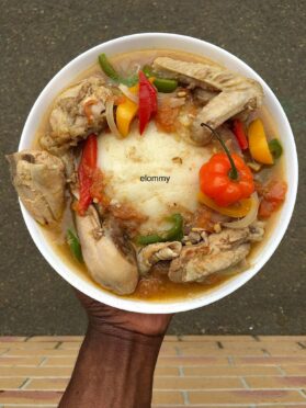 Fufu d’igname + sauce claire au poulet